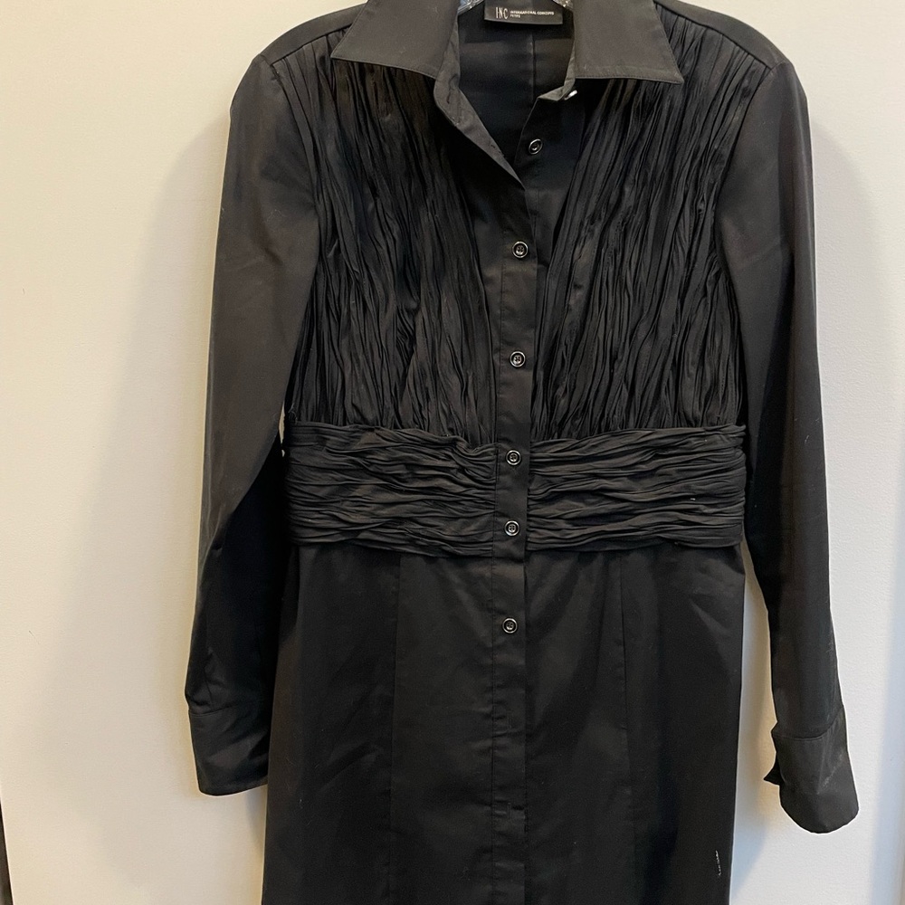 INC International Concepts Black Button Down Shirt